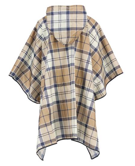 Portree Tartan Showerproof Poncho Hessian/Navy Tartan