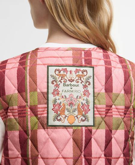 Barbour FARM Rio Fernanda Liner Pink Tartan/Beige Heart Print