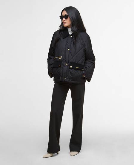 Martha Quilted Jacket Black/Classic Tartan