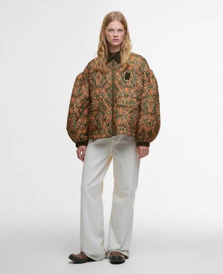 Barbour FARM Rio Luisa Quilted Jacket Pineapple/Green Heart Print