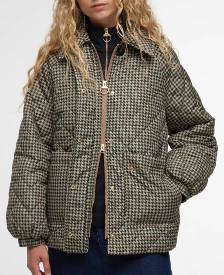 Laoise Check Quilted Jacket Sage Houndstooth/Sand Dune