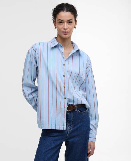 Saffron Striped Relaxed Shirt Ice Blue Stripe