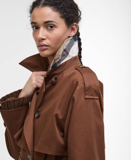 Aoife Showerproof Trench Coat Vicuna/Hessian Tartan