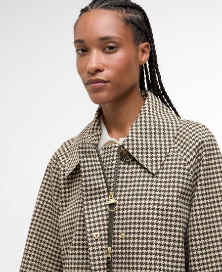 Kennedy Check Showerproof Jacket Sage Houndstooth/Mist