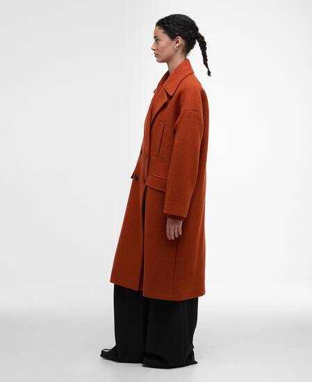 Blyth Double Breasted Wool Coat Burnt Orange/Hessian Tartan