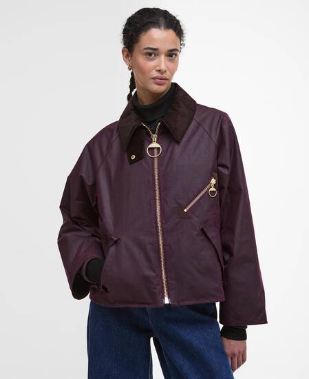 Arlene Waxed Jacket Merlot/Muted Tartan