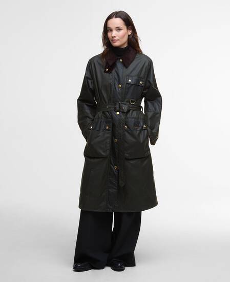 Milda Waxed Trench Coat Fern/Sage/Ancient Tartan