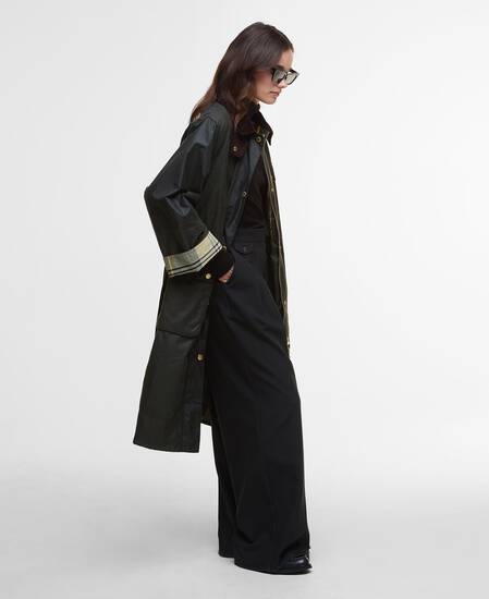 Milda Waxed Trench Coat Fern/Sage/Ancient Tartan