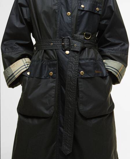 Milda Waxed Trench Coat Fern/Sage/Ancient Tartan