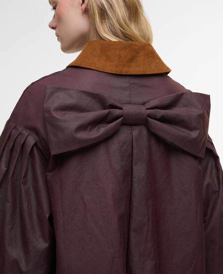 Barbour FARM Rio Thais Waxed Jacket Bordeaux/Cream Heart Print