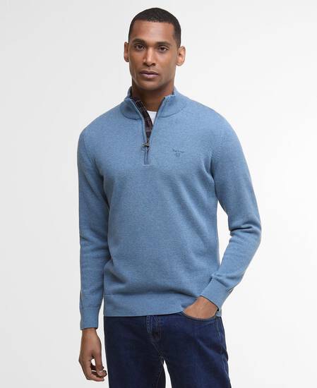 Cotton Half-Zip Jumper Blue Stone