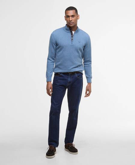 Cotton Half-Zip Jumper Blue Stone
