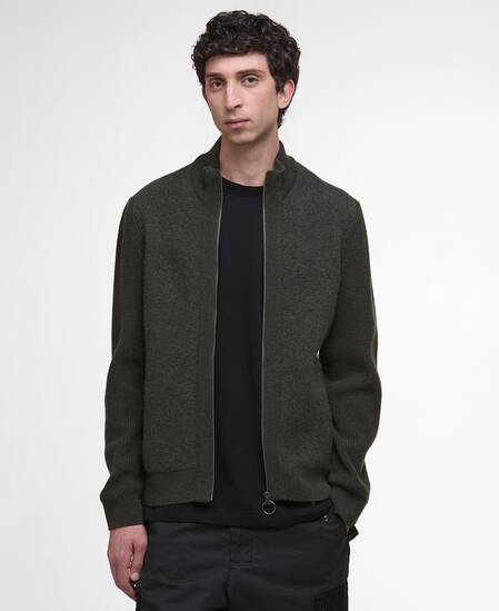 Milburn Zip-Up Jumper Dark Olive