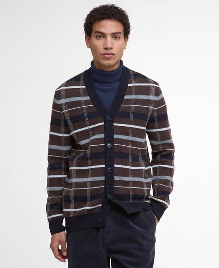 Kane Tartan Cardigan Dark Oak