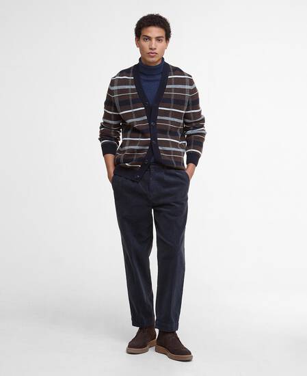 Kane Tartan Cardigan Dark Oak