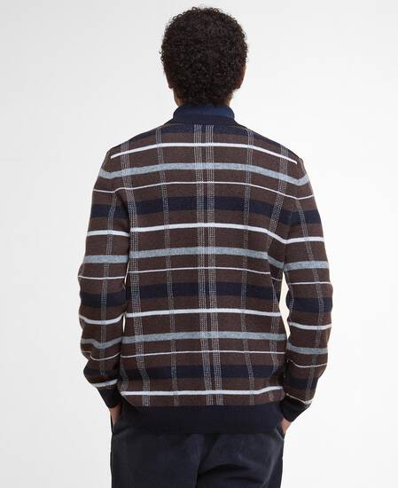 Kane Tartan Cardigan Dark Oak