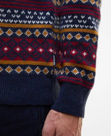 Easdale Fair Isle Crew Neck Jumper Navy