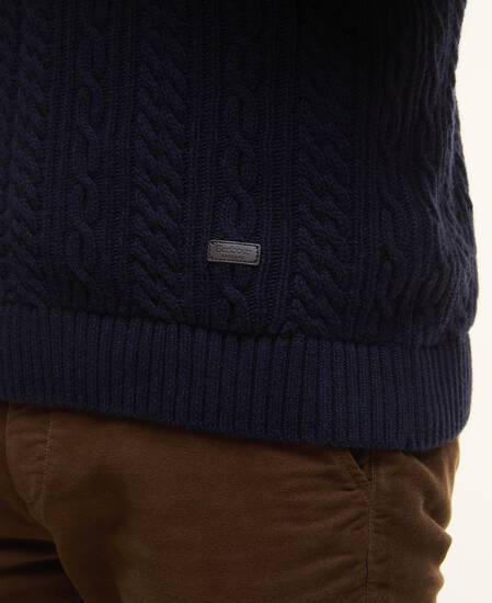 Lowfen Cable-Knit Jumper Navy