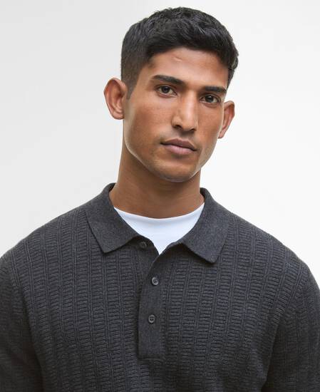 Smeaton Knitted Polo Black Marl