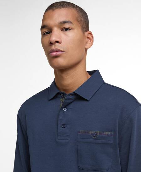 Corpatch Tailored Long-Sleeved Polo Shirt Navy