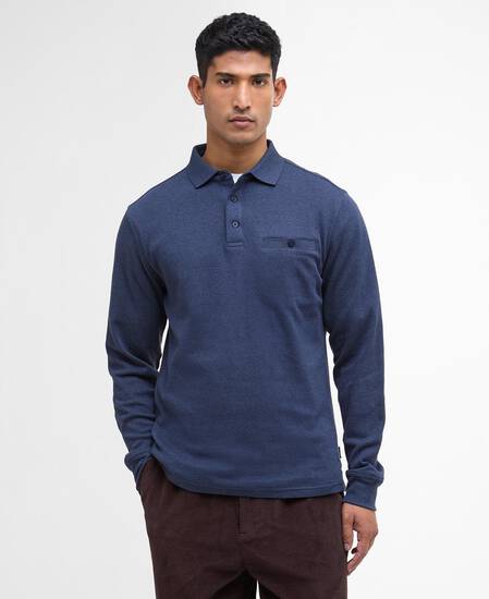Farmwell Tailored Long-Sleeved Polo Shirt Navy