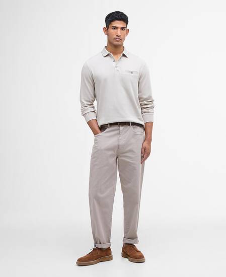 Farmwell Tailored Long-Sleeved Polo Shirt Washed Stone
