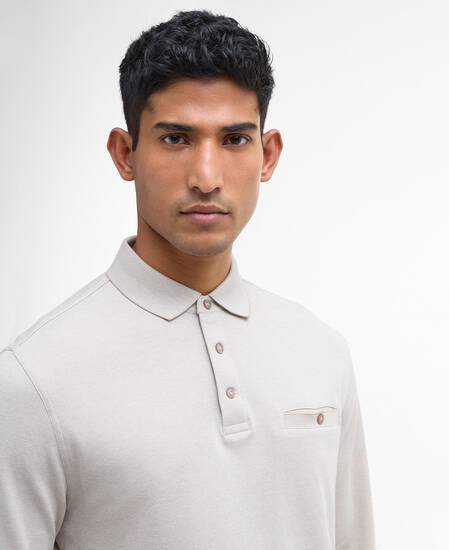 Farmwell Tailored Long-Sleeved Polo Shirt Washed Stone