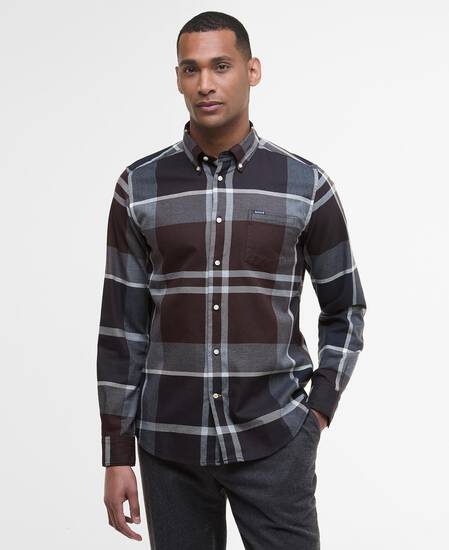 Dunoon Tailored Long-Sleeved Shirt Midnight Oak Tartan