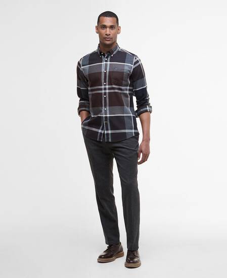 Dunoon Tailored Long-Sleeved Shirt Midnight Oak Tartan
