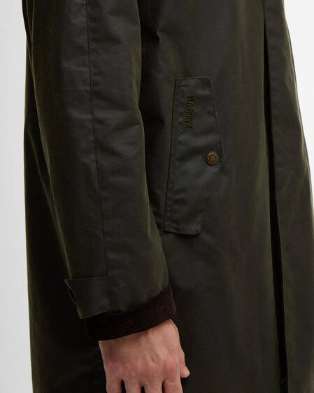 Barbour x Baracuta Tyne Waxed Car Coat Archive Olive