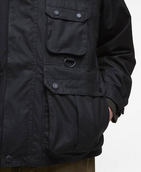 Re-Engineered Utility Bedale Waxed Jacket Black